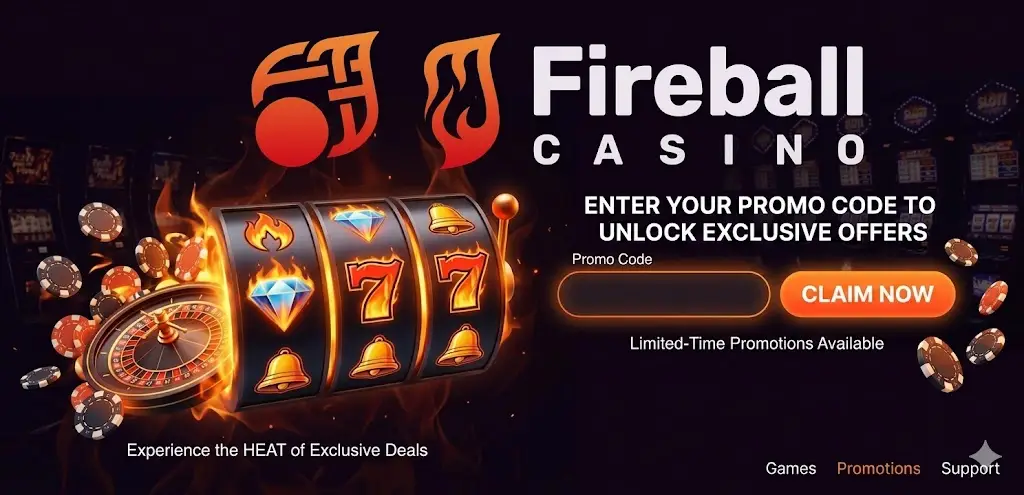 Fireball Casino promóciós kód mező a regisztrációs űrlapon